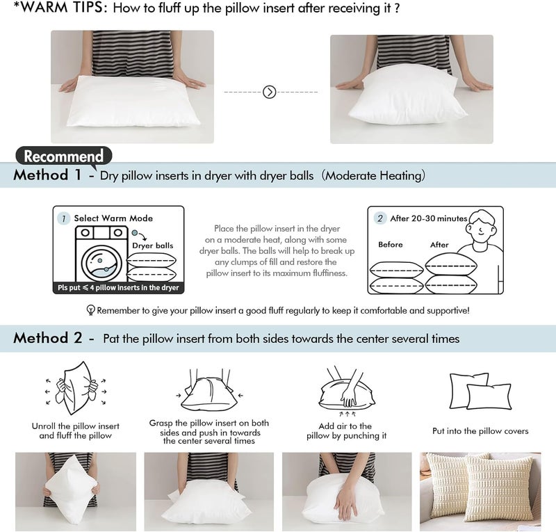 MIULEE MIULEE Throw Pillow Insert Premium Pillow Stuffer Sham Square Form for Decorative Cushion Bed Couch Sofa 21x21 Inch  - Image 5