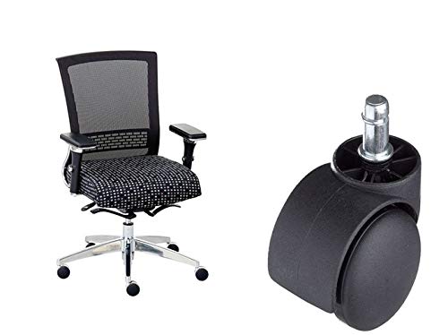 Breewell Nylon Pin Type Office Chair Caster Wheel Standard Black Set of 5 - Image 1