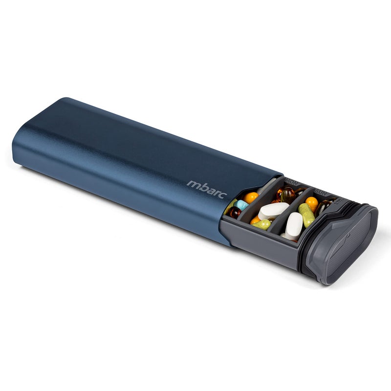 mbarc XL 7 Day Weekly Pill Organizer Extra Large Capacity Pill Box Premium Pillcase XL Matte Blue