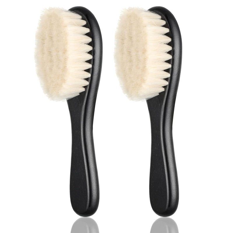 Shappy 2 Pieces Barber Fade Brush Men Beard Brush Neck Duster Cleaning Grooming Tool Soft Beard with Wooden Handle for Barber Hair Cutting KitsBlack