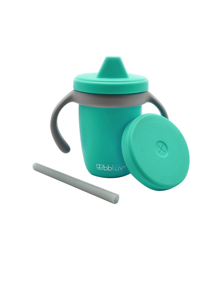 bbluv - 4 In 1 Silicone Toddler Sippy Cup With Lid And Straw, Aqua - Image 1