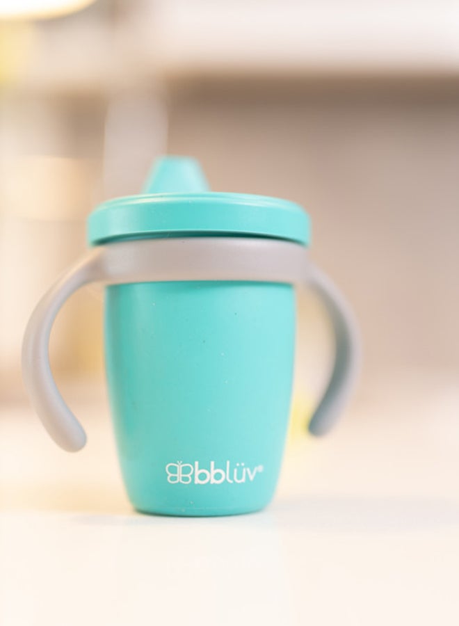 4 In 1 Silicone Toddler Straw Sippy Cup - Includes Food Grade Lid and Straw, Aqua