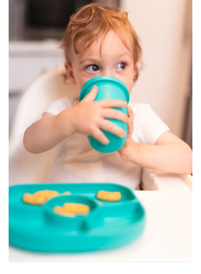 4 In 1 Silicone Toddler Straw Sippy Cup - Includes Food Grade Lid and Straw, Aqua