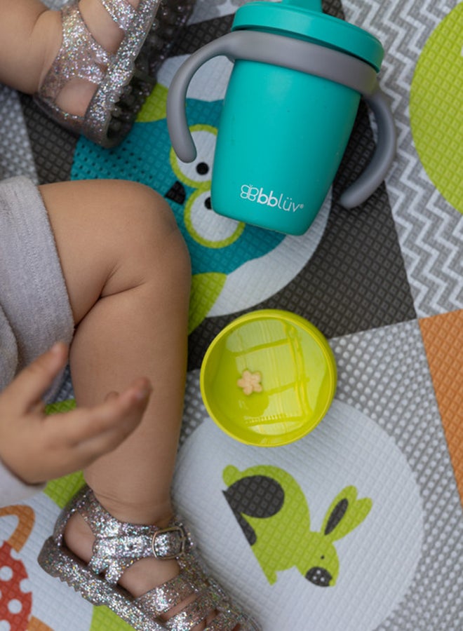 4 In 1 Silicone Toddler Straw Sippy Cup - Includes Food Grade Lid and Straw, Aqua