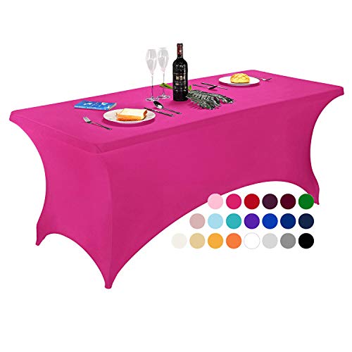 LZY Spandex Fitted Stretch Table Cover for 6 ft or 4ft or 8ft Folding Table, Rectangular Cocktail Tablecloth, Perfect for Party or Banquet - Image 1