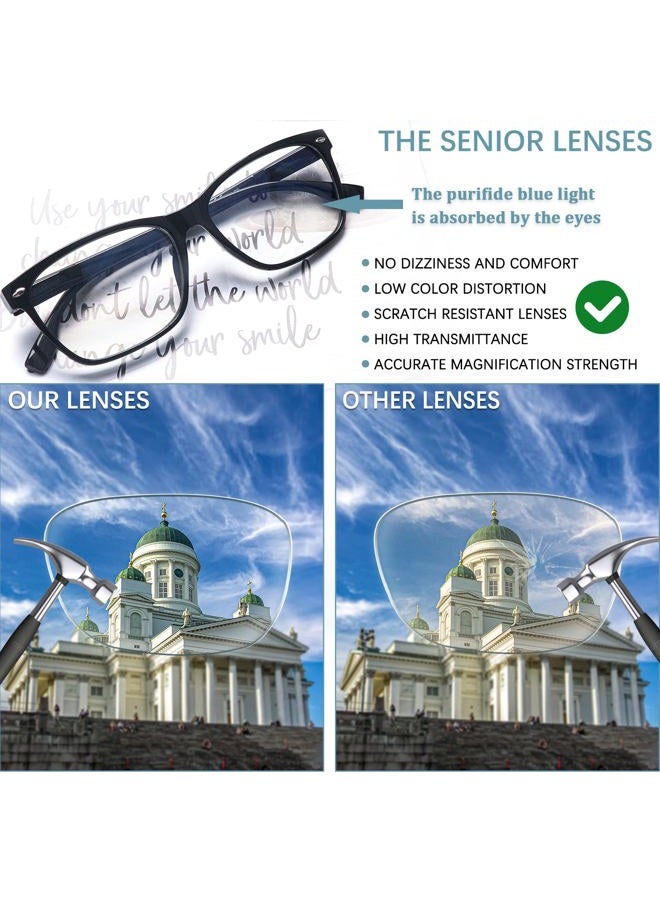 CLASAGA Progressive Multifocus Reading Glasses for Women, Blue Light Blocking Ladies Computer Readers with Spring Hinge (3 Mix Color, 1.5, multiplier_x) - Image 5