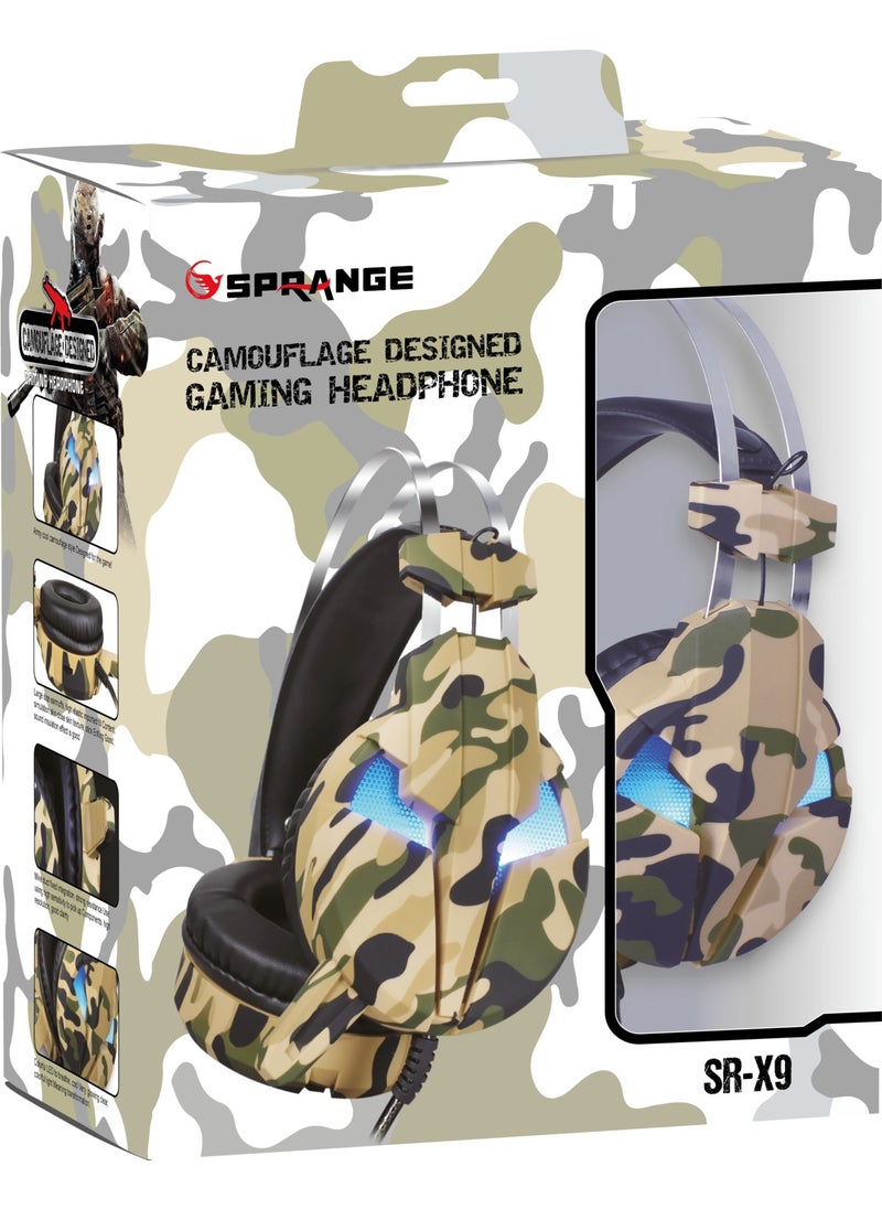 Sprange Sr-X9 108 Db/mw Camouflage Pattern Gaming Headset with Microphone  - Image 2