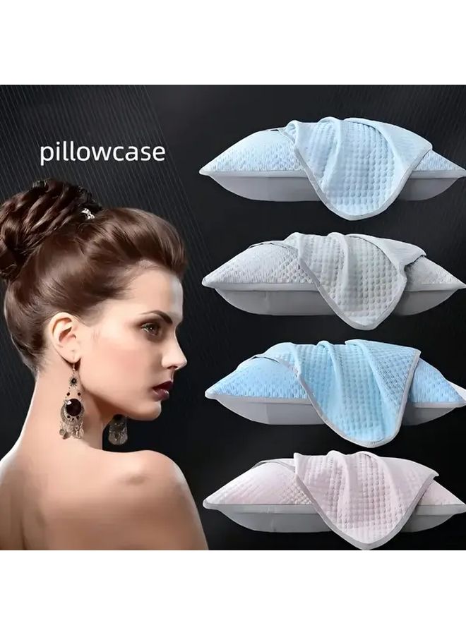 Lake Blue Queen Quick Dry Soft Fiber Pillowcase Breathable Envelope Closure Machine Washable Warm Winter Cool Summer All Season Home Bedroom Essential - Image 1