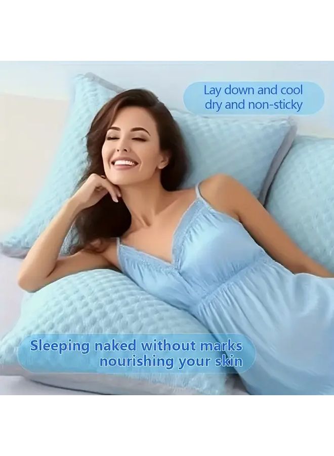 Lake Blue Queen Quick Dry Soft Fiber Pillowcase Breathable Envelope Closure Machine Washable Warm Winter Cool Summer All Season Home Bedroom Essential - Image 2