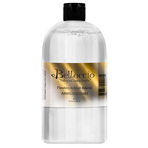 Belloccio 16 Ounce Bottle of Belloccio Makeup Airbrush Cleaner Fast Acting Cleaning Solution Quickly Cleans Flushes Out Airbrush Makeup Foundation Blush Highlighter Clean Cosmetic Makeup Brushes Paint - Image 1