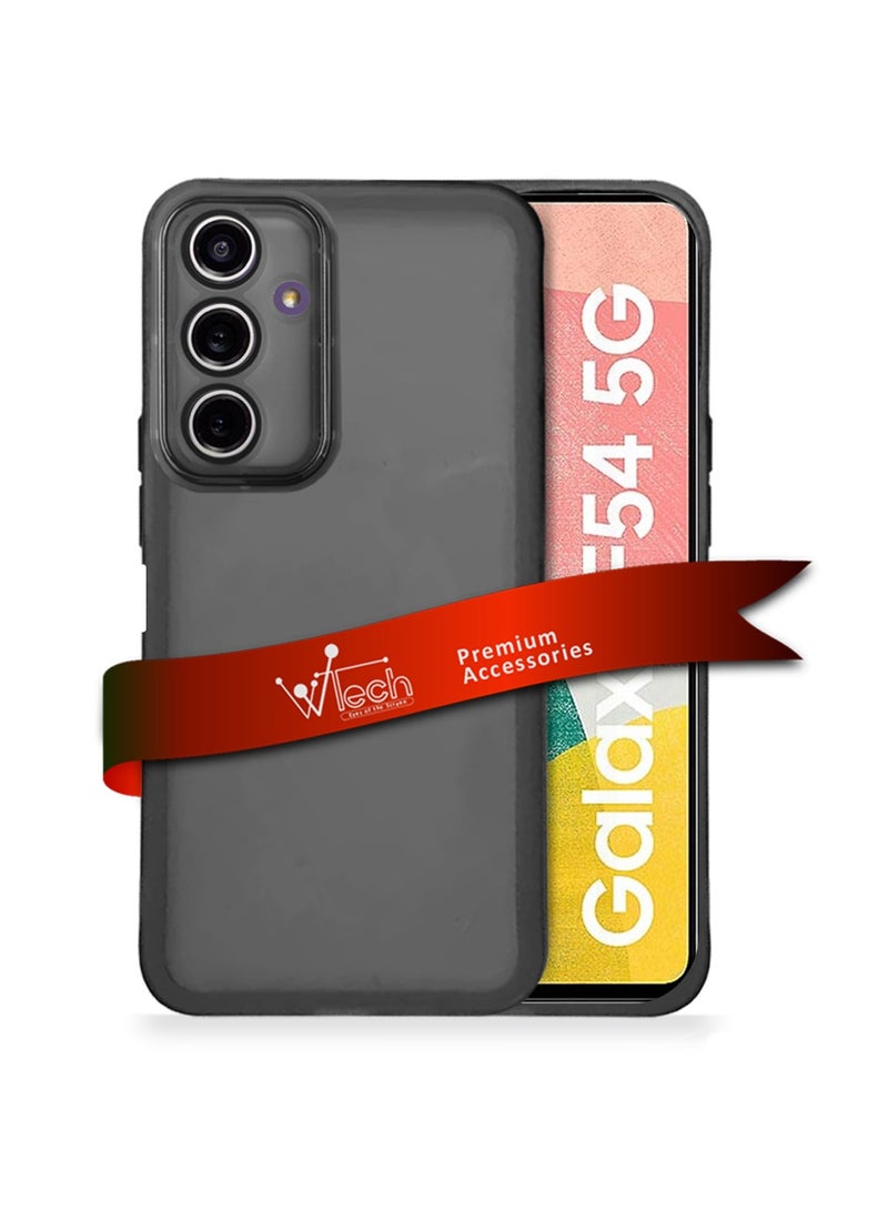 Wtech Samsung Galaxy F54 / Galaxy M54 5G 2023 Soft Transparent TPU Silicone Ultra Thin Phone Stylish Electroplated Camera Border Back Case Cover - Black - Image 1