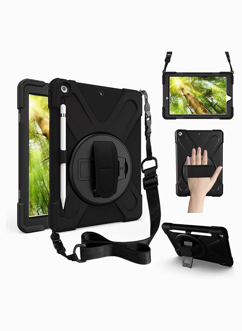 Y&D For iPad 8th Generation Case, 7th 7/8 Case 10.2 for Kids, Heavy Duty Rugged Protective with Hand Strap and Stand Black - Image 1