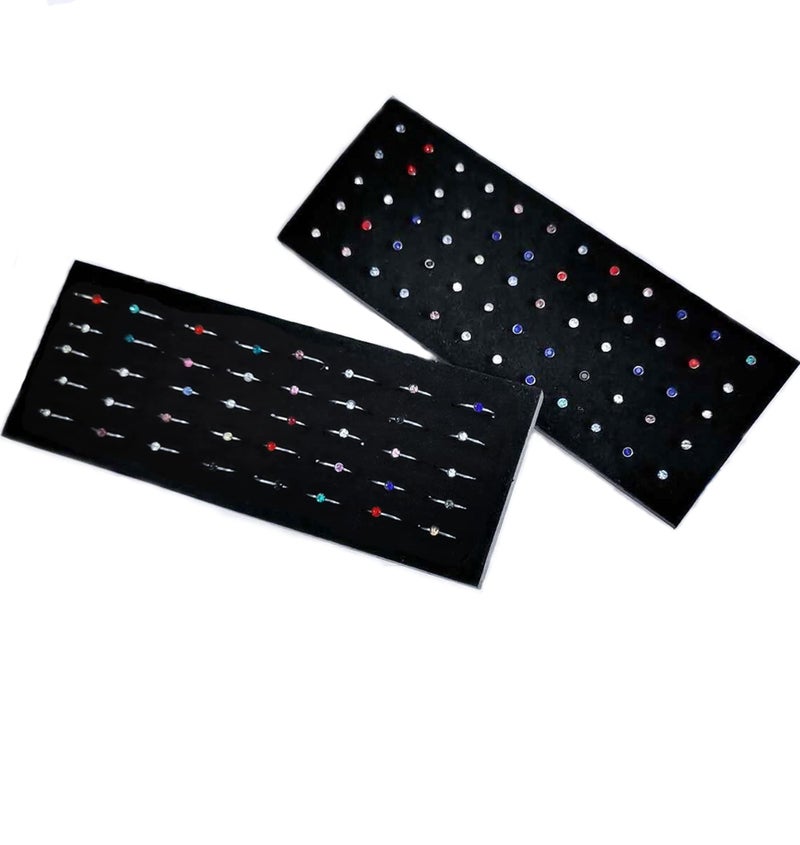 Tornito 100Pcs Bone Nose Studs Hoop Stainless Steel Nose Rings Set Multicolor Cubic Zirconia Hoop Tragus Cartilage Nose Ring Labret Nose Piercing Pin Jewelry for Women Men 2mm 20G 22G - Image 5