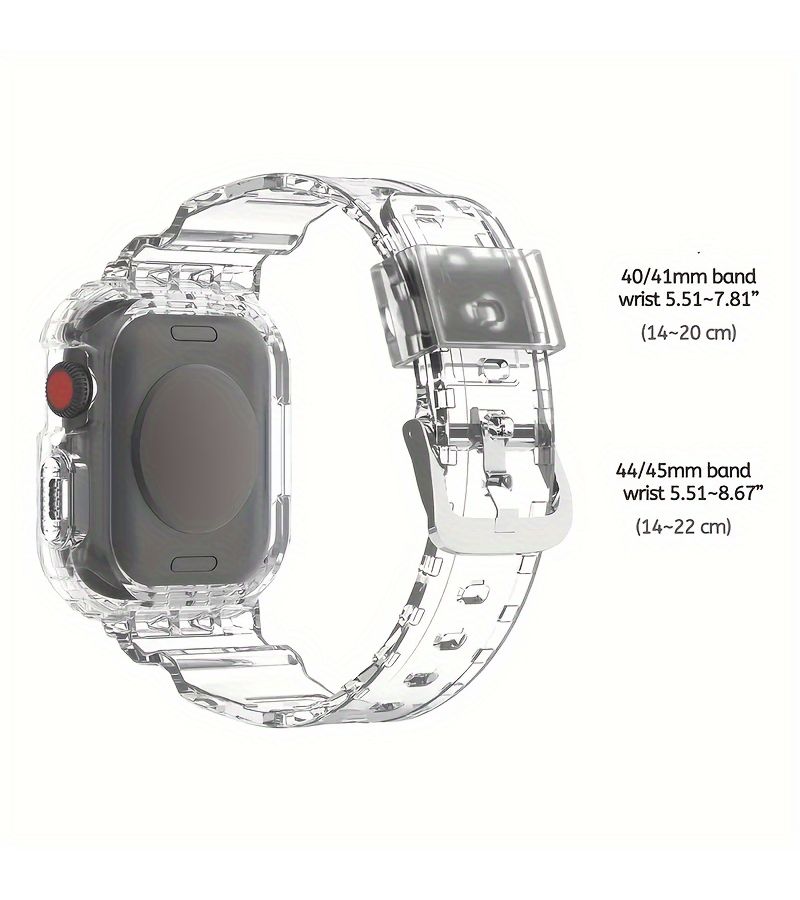 حزام وعلبة شفافة تمامًا لساعة iWatch مقاس 45 مم و44 مم و41 مم و40 мм من السلسلة SE 9 8 7 6 5 4 - Image 2