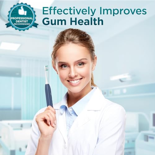 Fronix Electric Toothbrush for Adults with 8 Brush Heads, Sonic Toothbrush Rechargeable with a Holder & Travel Case, 2.5 Hours Charge for 120 Days Use - Blue - Image 5