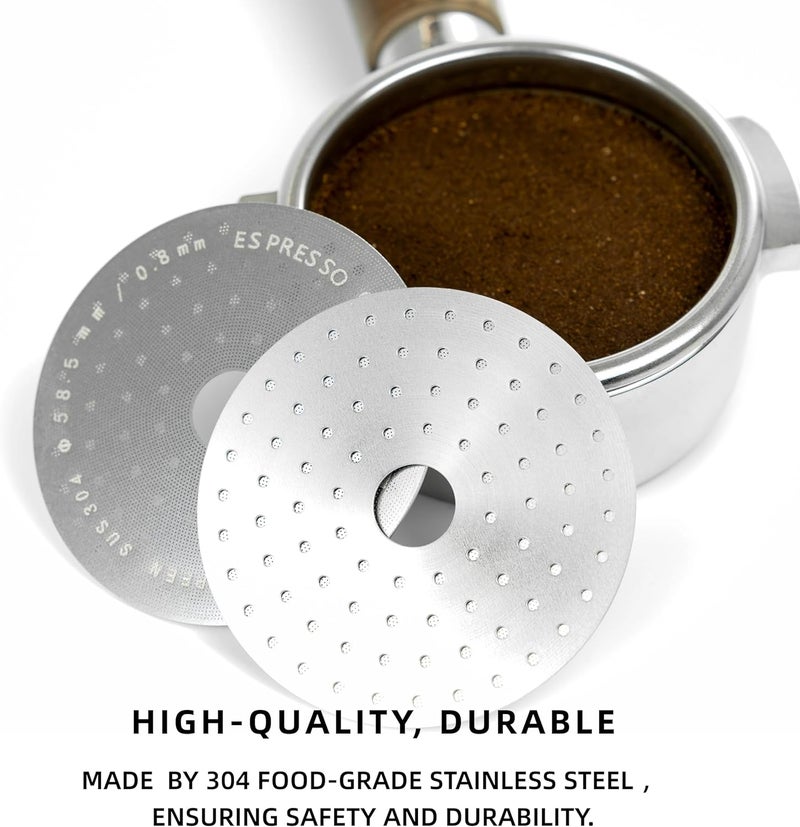 NEOUZA V3 Espresso 58.5mm Puck Screen with Central Hole 0.8mm Thickness Mesh Filter Stainless Steel for Barista Coffee Portafilter Basket - Image 5