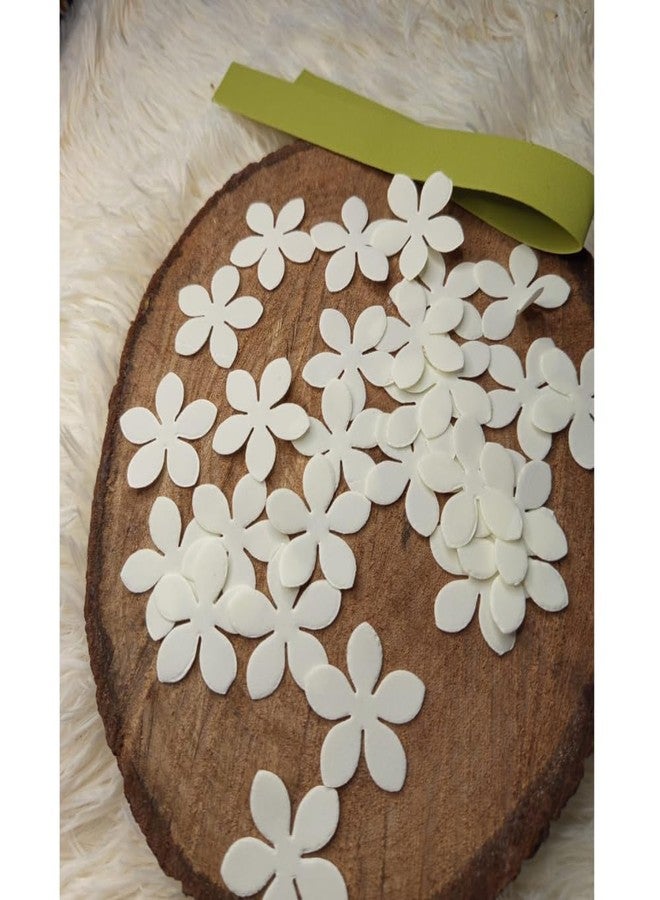 Foam Jasmine Flower Making Kit with Foam Sheets, DIY Artificial Jasmine Gajra & Hair Accessories Craft, Soft Foam Material for Kids, Wedding & Festival Decor,(50 Petals Sheet, 2 Green Stem Sheets) - Image 1