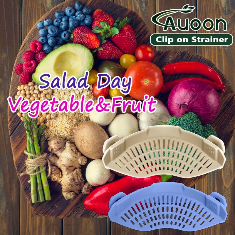 AUOON Clip on Strainer for Pots and Pans - Silicone Food Strainer for Draining Pasta, Spaghetti, Noodles, Fruits, Vegetables, Grease, Ground Beef (Blue Velvet) - Image 5