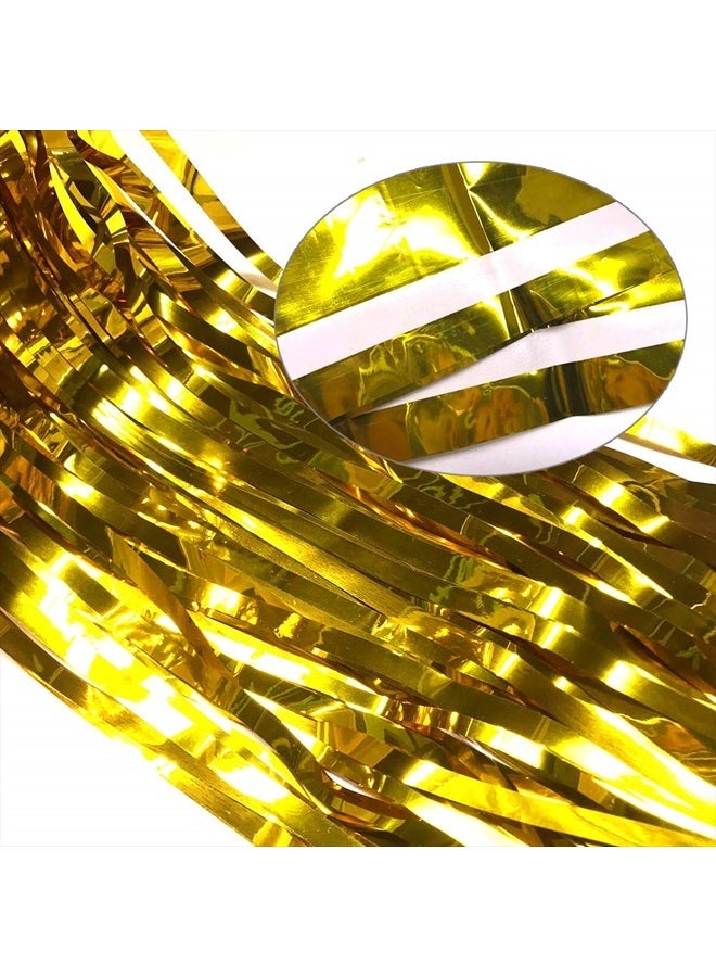 Sharlity 2 قطع 3' × 8' ستارة خلفية من خيوط التينسل المعدنية السوداء والذهبية لاحتفالات ليلة رأس السنة 2023، حفلة الهالوين، زينة التخرج - Image 5
