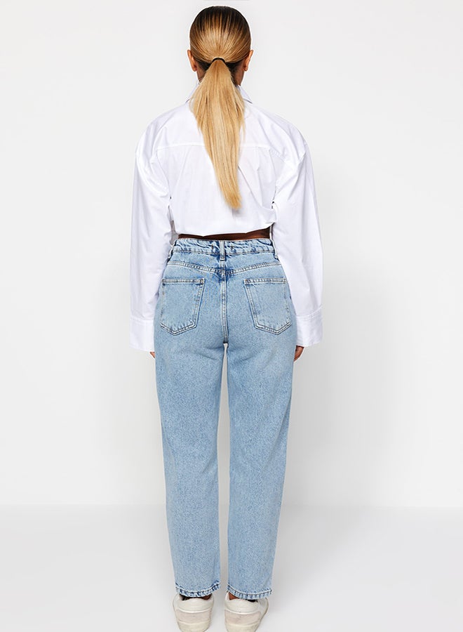 Light Blue High Waist Mom Jeans TWOAW24JE00076