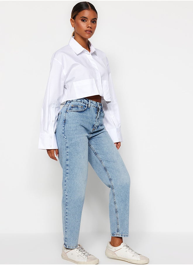 trendyol Light Blue High Waist Mom Jeans TWOAW24JE00076  - Image 2