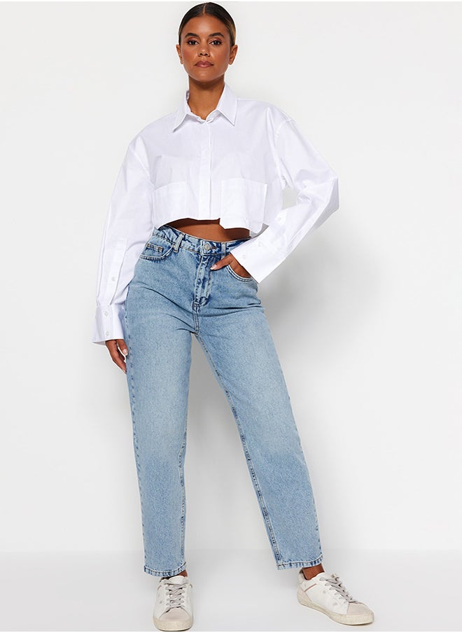 trendyol Light Blue High Waist Mom Jeans TWOAW24JE00076  - Image 1