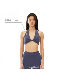 Alo Yoga Womens Soft Seamless Tank Top Running Pants Set Gray blue bra