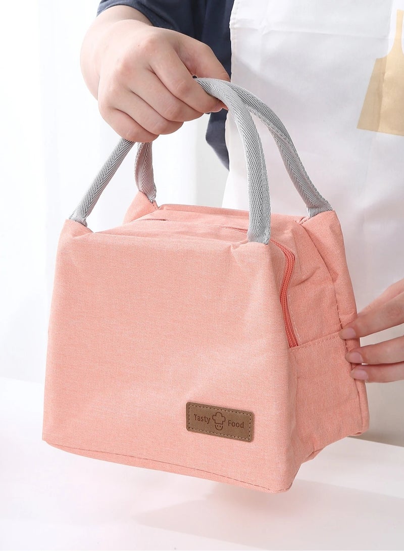 Tasty Food Insulated Lunch Bag for Men, Women & Kids – Reusable Waterproof Thermal Lunch bag with Handle for Office, Work, School, Car, Travel & Picnic – Large Capacity –pink color - Image 1