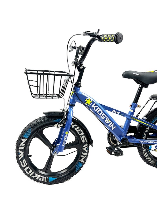 دراجة أطفال للأطفال، مقاس عجلات 16 بوصة، مناسبة للأولاد والبنات من عمر 3 إلى 8 سنوات، مزودة بعجلات مساعدة، وفرامل يدوية، وفرامل خلفية، وسلة قابلة للإزالة. دراجة أطفال من - Image 3