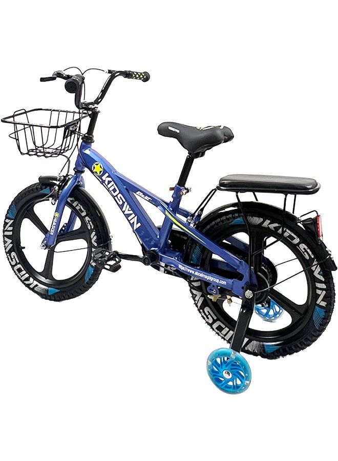 دراجة أطفال للأطفال، مقاس عجلات 16 بوصة، مناسبة للأولاد والبنات من عمر 3 إلى 8 سنوات، مزودة بعجلات مساعدة، وفرامل يدوية، وفرامل خلفية، وسلة قابلة للإزالة. دراجة أطفال من - Image 5