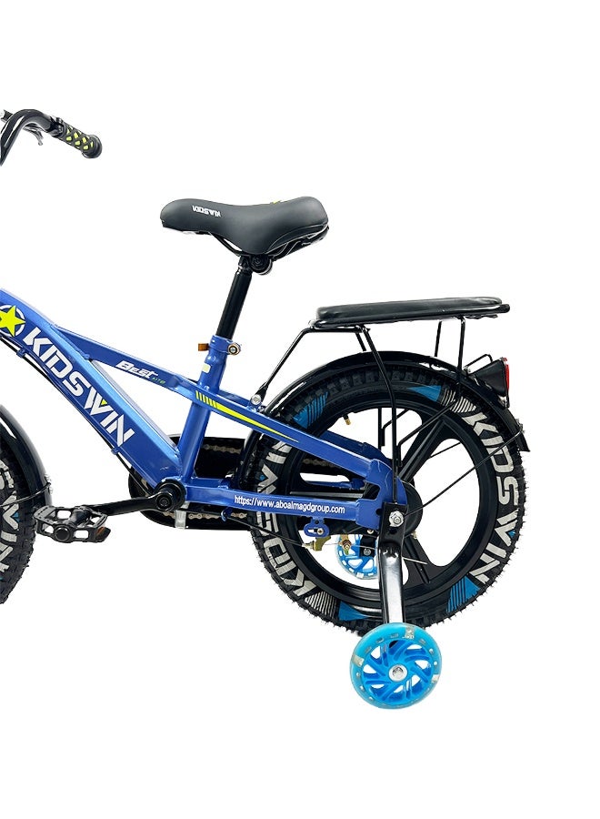 دراجة أطفال للأطفال، مقاس عجلات 16 بوصة، مناسبة للأولاد والبنات من عمر 3 إلى 8 سنوات، مزودة بعجلات مساعدة، وفرامل يدوية، وفرامل خلفية، وسلة قابلة للإزالة. دراجة أطفال من - Image 4