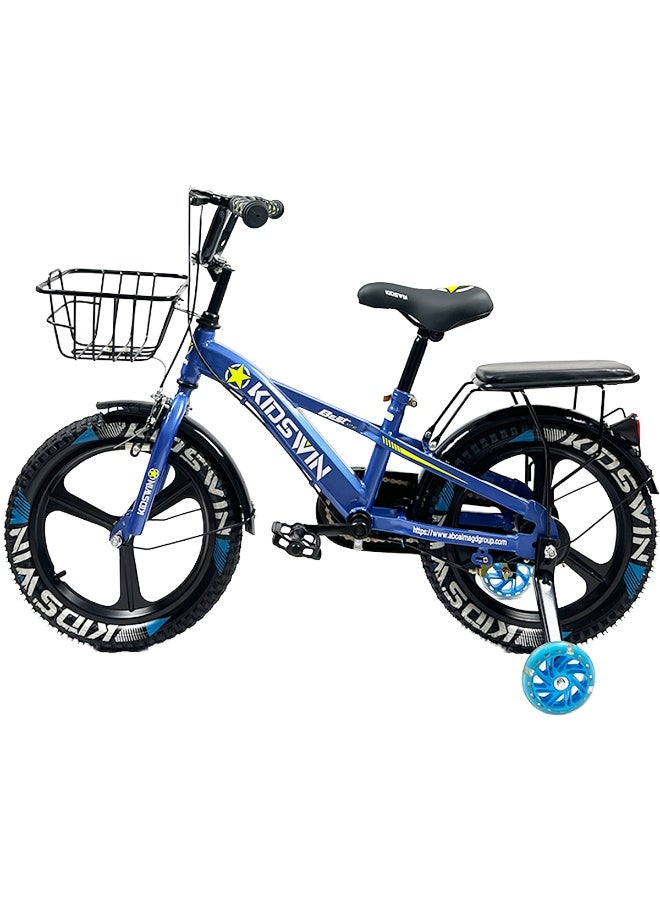 دراجة أطفال للأطفال، مقاس عجلات 16 بوصة، مناسبة للأولاد والبنات من عمر 3 إلى 8 سنوات، مزودة بعجلات مساعدة، وفرامل يدوية، وفرامل خلفية، وسلة قابلة للإزالة. دراجة أطفال من - Image 1