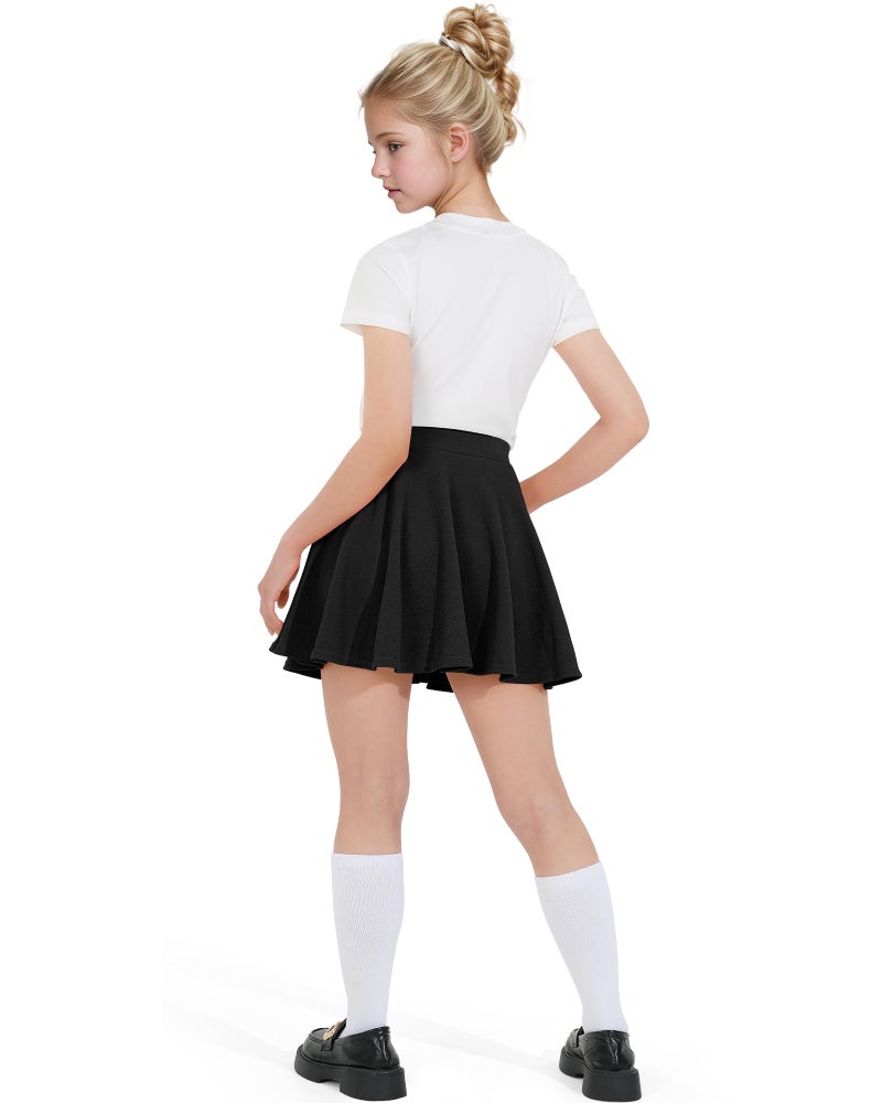 BOOPH Kids Girls Skirt Casual Mini Flare Plain Pleated Skater Uniform Skirts 10-11 Years Black - Image 5