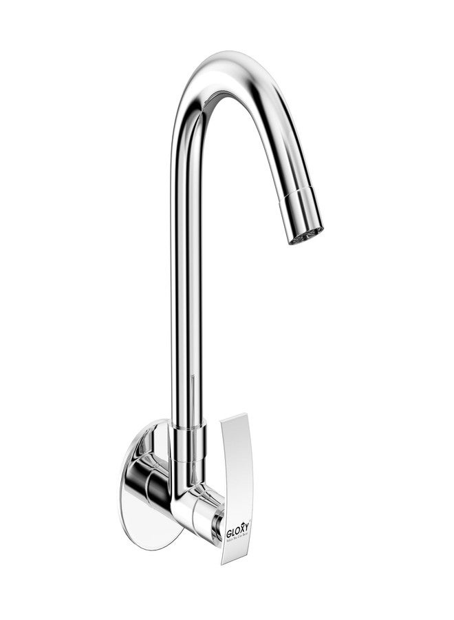GLOXY Premium Delight Beam Wall Mounted Kitchen Sink Tap with Chrome Finish - Sink Tap for Kitchen Basin with Swan Neck 360° Swivel Spout for Bathroom Wash Basins, Kitchen Sinks - 10 Years Warranty - Image 1