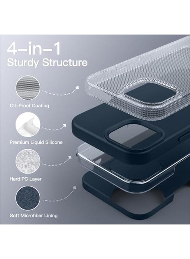 جي تيك جراب سيليكون لهاتف آيفون 14 مقاس 6.1 بوصة، جراب حماية كامل للجسم ناعم الملمس مقاوم للصدمات مع بطانة من الألياف الدقيقة، أزرق داكن - Image 3