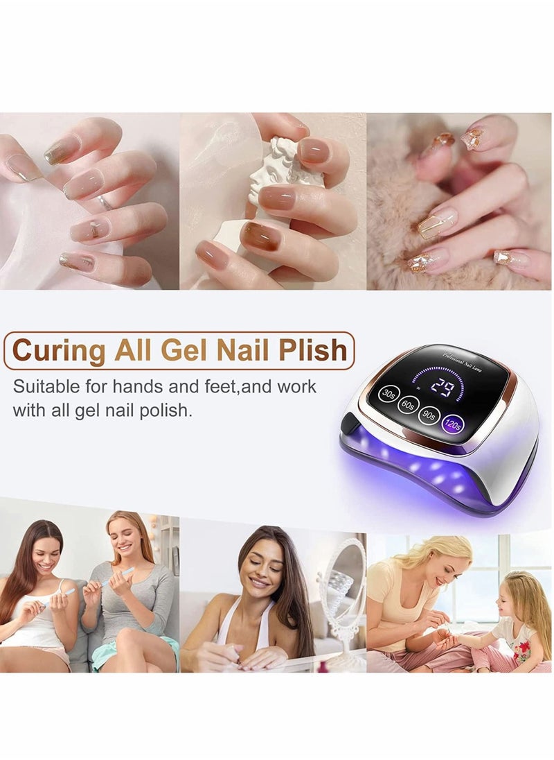 Captaintech - Professional Gel Polish LED Nail Drying Lamp Dryer 168W UV with LCD Touch Screen 4 Timer Setting Auto Sensor for Manicure Salon Curing Pedicure Arts Tools - Image 1