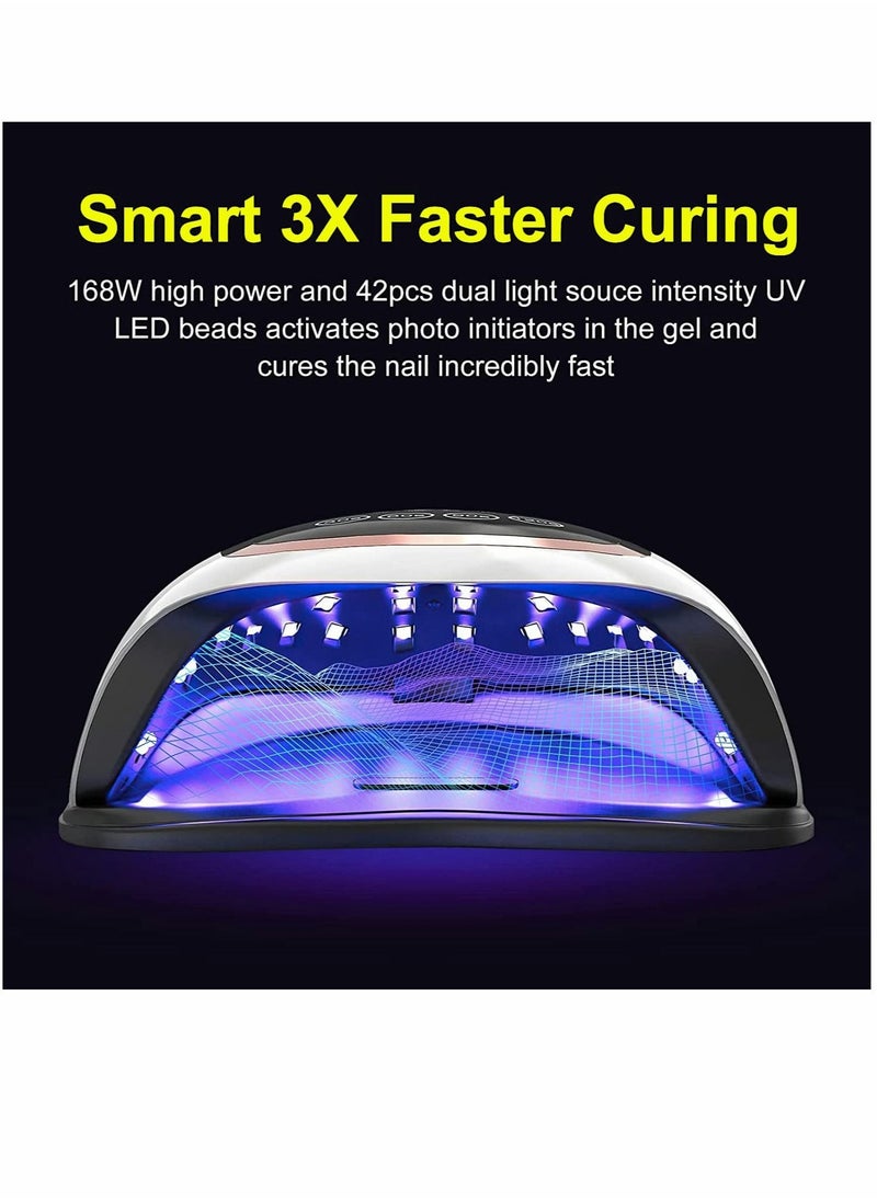 Captaintech - Professional Gel Polish LED Nail Drying Lamp Dryer 168W UV with LCD Touch Screen 4 Timer Setting Auto Sensor for Manicure Salon Curing Pedicure Arts Tools - Image 1