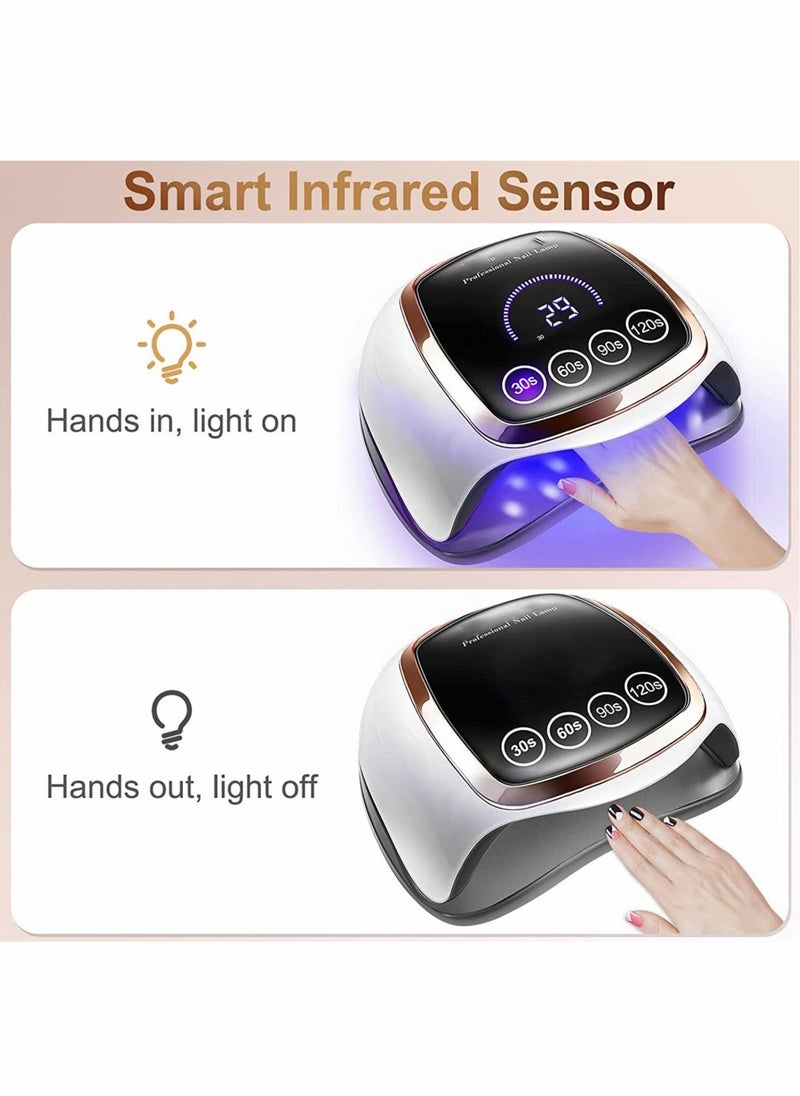 Captaintech - Professional Gel Polish LED Nail Drying Lamp Dryer 168W UV with LCD Touch Screen 4 Timer Setting Auto Sensor for Manicure Salon Curing Pedicure Arts Tools - Image 1