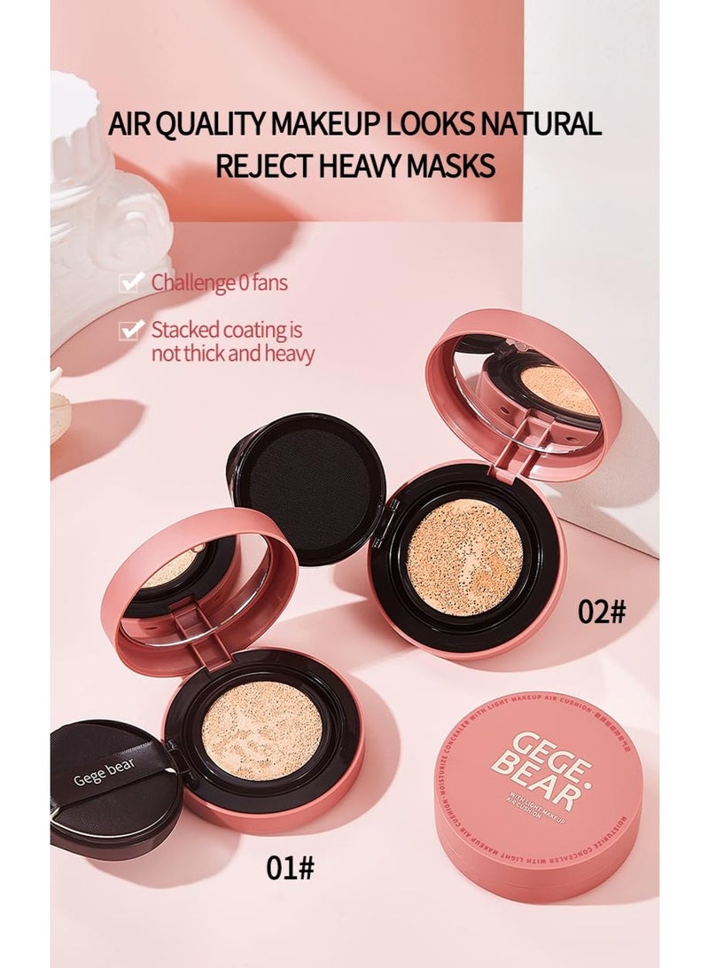 Gege Bear Air Cushion Foundation | High Coverage Liquid | Waterproof Long Lasting | Moisturizing Dewy With Refillable | Superstay Airbrush | Colour Changing Performance | Super Blendable | Serum Glow | 2 Shades Ivory Natural Compact | Best Face Makeup Foundation For Womens (02#Natural, 26g) - Image 3