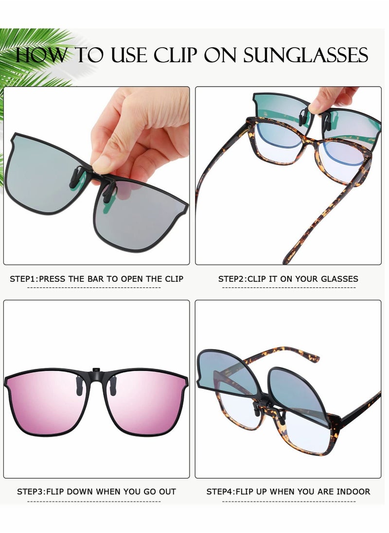 Excefore - Sunglasses, Clip-on Sunglasses, 3 Pair Polarized Clip-on Sunglasses Anti-glare TR90 Frame Flip Up Driving Clip-on Glasses for Women and Men, Polarized Glare Reduce, High Definition Vision - Image 1