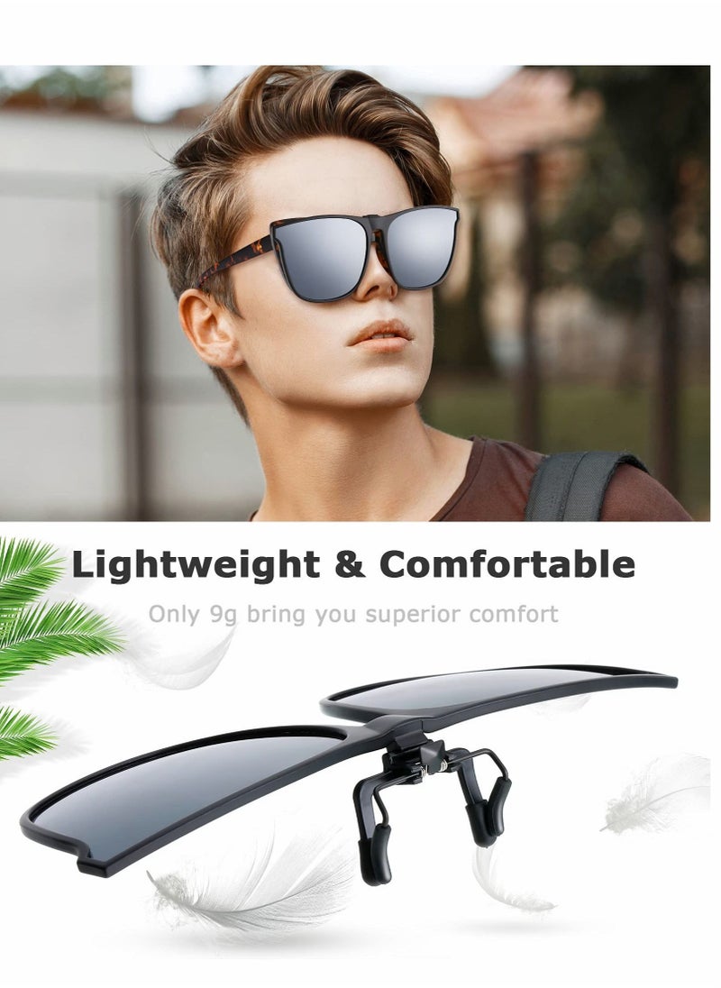 Excefore - Sunglasses, Clip-on Sunglasses, 3 Pair Polarized Clip-on Sunglasses Anti-glare TR90 Frame Flip Up Driving Clip-on Glasses for Women and Men, Polarized Glare Reduce, High Definition Vision - Image 1