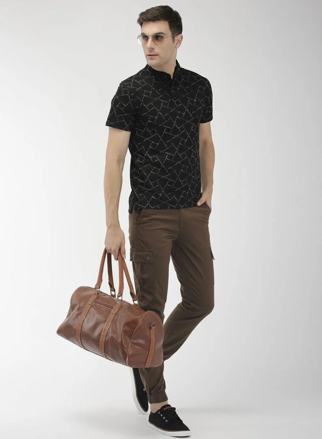 شركة المرآب الهندية Men Slim Fit Solid Mid-Rise Cuffed Cargos