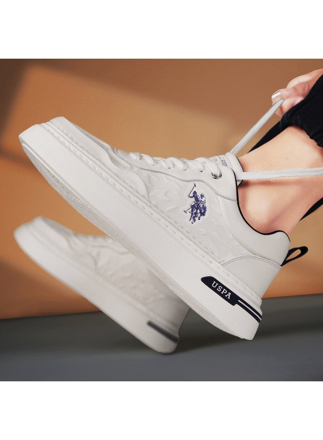 U.S. Polo Assn. أحذية رياضية بيضاء، أحذية كاجوال خريفية قابلة للتنفس، أحذية لوحية ذات نعل سميك خفيف الوزن، أحذية رياضية - Image 5