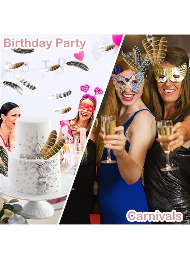 CANIPHA 30Pcs Natural Turkey Feathers, 5.3-7 Inch Craft Feathers Pheasant for Hats, 3 Style Mixed Natural Feathers for Carnival Costume Feather Mask Wedding Party Decoration Flower Arrangement - Image 4