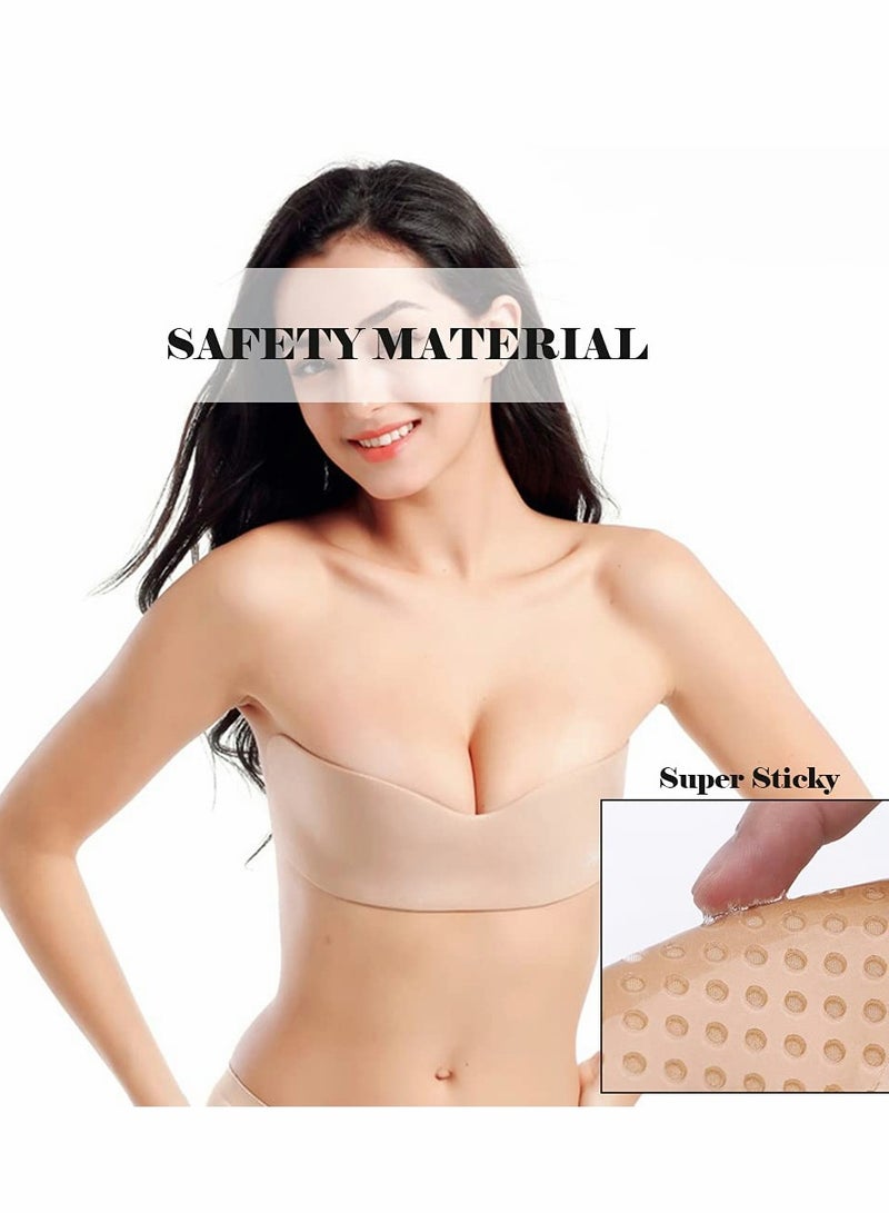 SOLARAE 2pcs Sticky Push Up Bra, Adhesive Bra for Women with Small and Large Breast, Cup A-E, Strapless Breast Petals Silicone for Backless Dress - Image 2