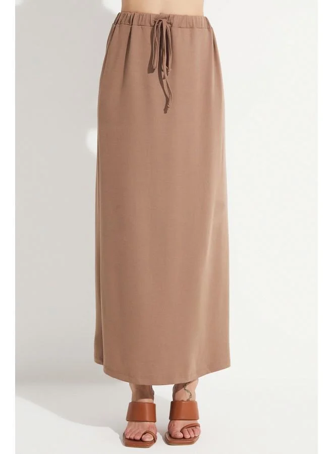 JUNE June Women Modal Blend Crop Skirt Set Brown