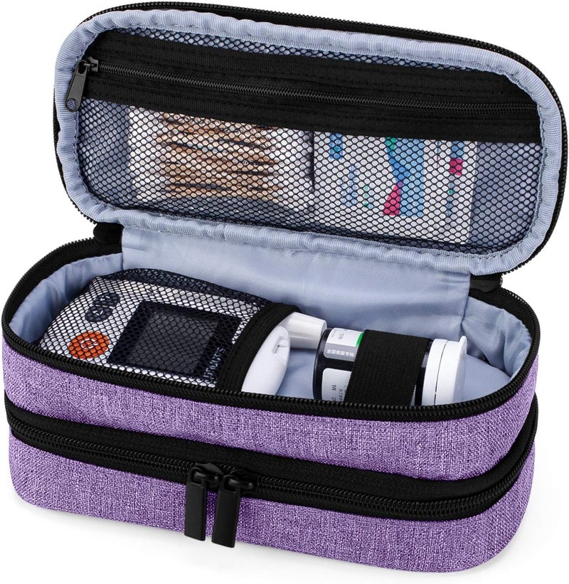Yarwo Insulin Cooler Travel Case DoubleLayer Diabetic Travel Case with 2 Ice Packs Diabetic Supplies Organizer for Insulin Pens Blood Glucose Monitors or Other Diabetes Care Accessories Purple - Image 3