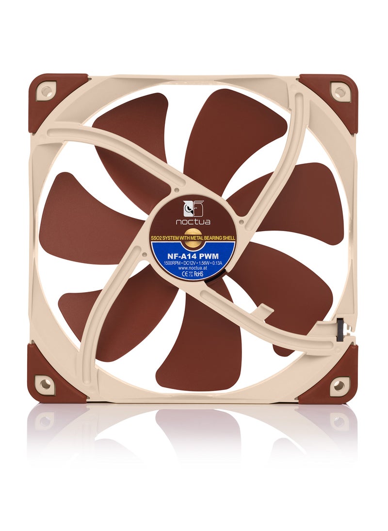 NOCTUA Noctua NF-A14 PWM, Premium Quiet Fan, 4-Pin (140mm, Brown)  - Image 3