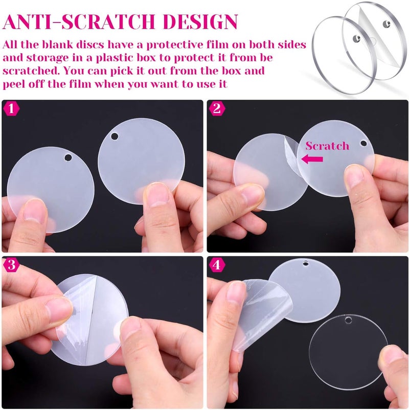 Audab Acrylic Keychain Blanks - 108 Clear Keychain Pieces for Vinyl Kit Including Acrylic Blanks, Rings for DIY Keychains, Crafting & Vinyl Projects - Image 3