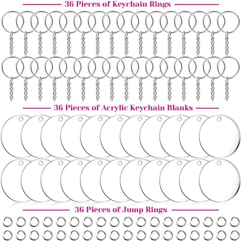 Audab Acrylic Keychain Blanks - 108 Clear Keychain Pieces for Vinyl Kit Including Acrylic Blanks, Rings for DIY Keychains, Crafting & Vinyl Projects - Image 2